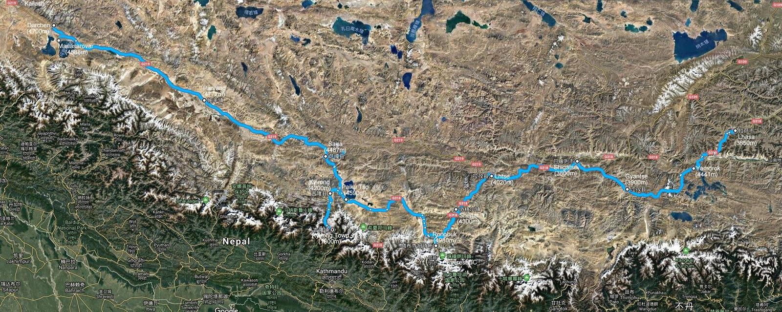 Tibet Motorradreise von Lhasa via Everest und Kailash nach Nepal