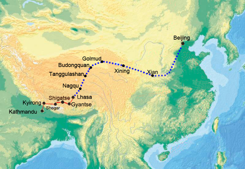 Überlandreise von Kathmandu via Lhasa und Xian nach Beijing