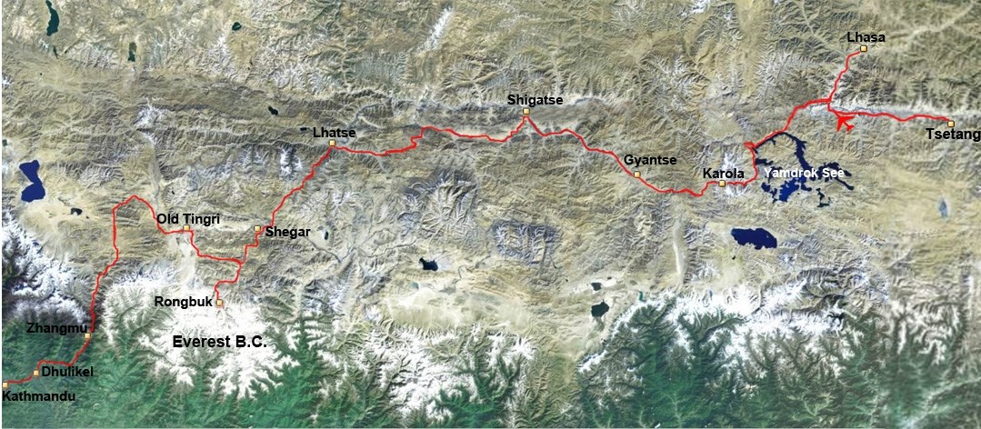 Überlandreise von Lhasa via Everest nach Kathmandu
